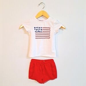 Dillard's Adventurewear Flag Embroidered Tee + Matching Shorts - Girls 4